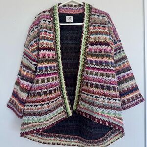 Anthropologie DRA Yoko Kimono Open Cardigan Boho Sweater Jacket M Festival